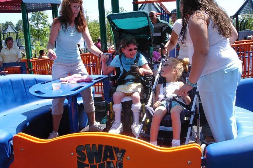 Climb aboard the Sway Fun at the accessible playground in Bloomingdale Park on Staten Island. Photo courtesy of NYC Parks