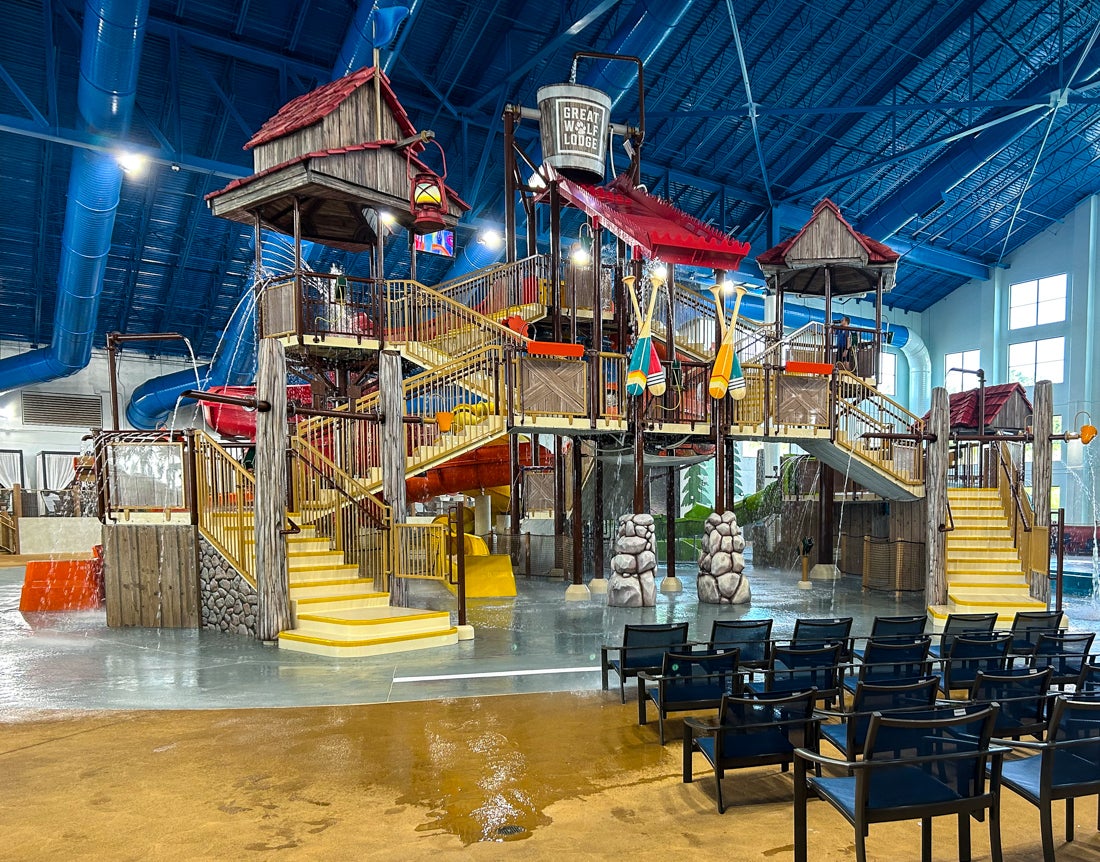 The indoor water park at Great Wolf Lodge Maryland is the largest of all Great Wolf Lodge locations.  Photo by Jennifer Marino Walters