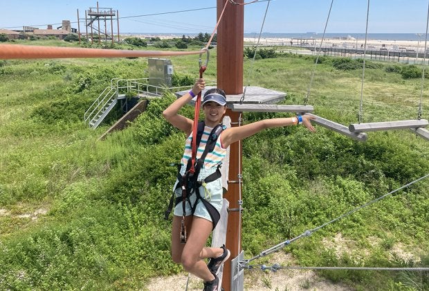 The spectacular ropes course at WildPlay Jones Beach gives climbers thrilling views of the beach. Photo by Diana Kim